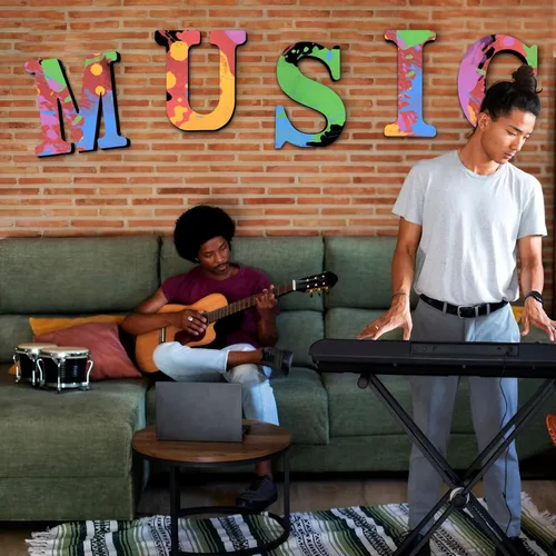 Vista 6 de AOCEAN Letras de madera negra de 12 pulgadas Letras de madera sin terminar para Halloween Letras decorativas de pie Rebanadas Tablero