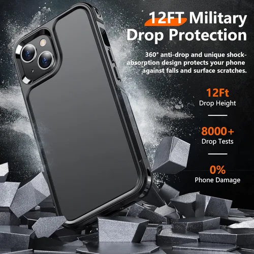 Vista 3 de Red2Fire Funda para iPhone 13, con 2X [Protector de Pantalla de Vidrio + Protector de Lente de Cámara][12 PIES Militar A Prueba de Caídas]