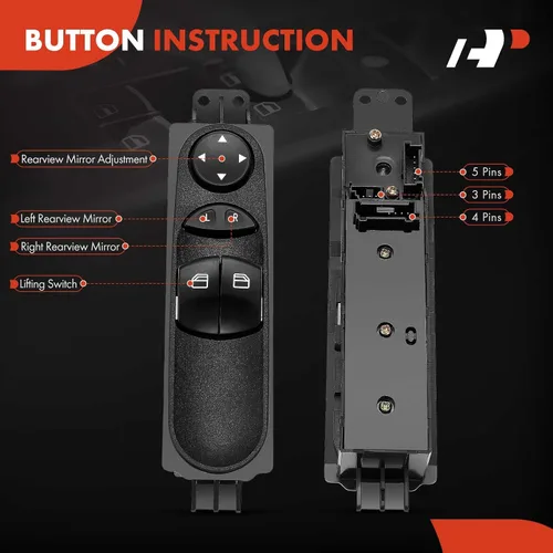 Vista 4 de A-Premium Master - Interruptor de ventana eléctrico compatible con Dodge Sprinter 2500/3500 2005-2009 y Mercedes-Benz Sprinter 2005-2012, lado