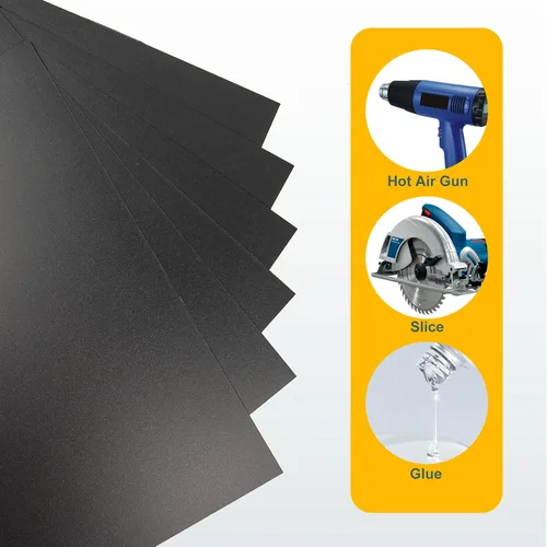 Vista 5 de Paquete de 6 hojas de plástico negro de 8 x 12 x 0.04 pulgadas, hojas de plástico flexibles de alta resistencia, panel de plástico negro