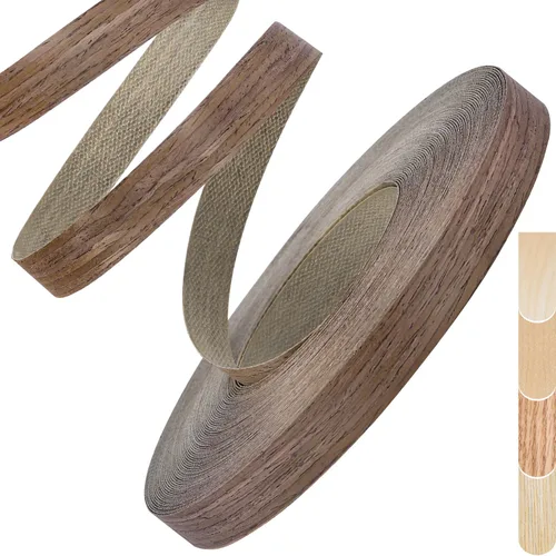Vista 17 de Bandas de Borde de Abedul, rollo de 1 1/2 pulgadas x 10 pies de Bandas de Borde de Chapa - Pre-encoladas Flexibles, Cinta de Madera Real