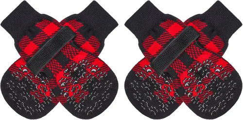 Vista 15 de EXPAWLORER - Calcetines antideslizantes para perros, evitan que se laman las patas, para pavimento caliente y pisos de madera, botines para perros