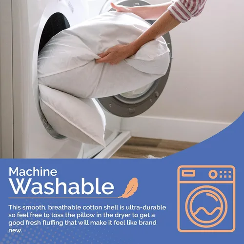 Vista 7 de Continental Bedding Almohadas de hotel de lujo con funda de algodón 100% 10/90 plumón de ganso y relleno de plumas, estándar, color blanco