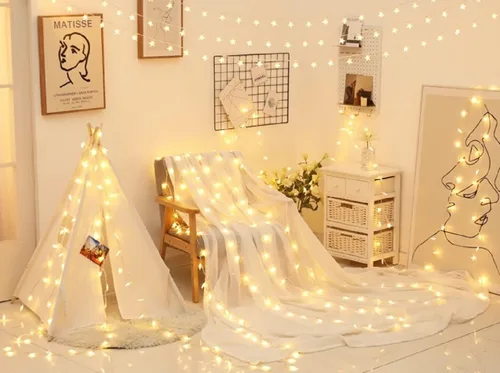 Vista 6 de Luces de Cadena de Estrellas, Merdeco 20 pies 40 LED con alimentación USB, luces de hadas blancas cálidas para decoración de cumpleaños, fiesta