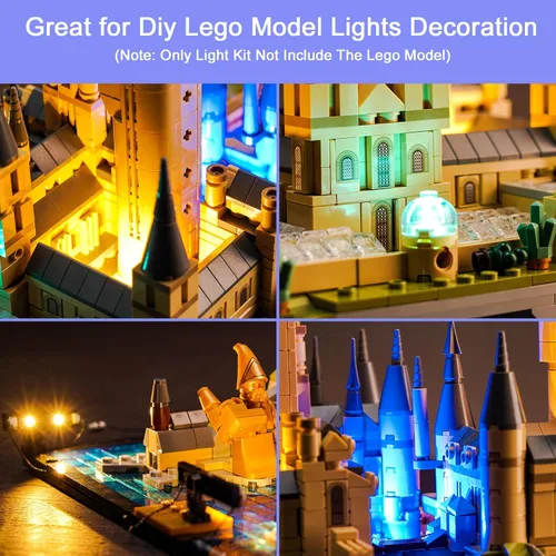 Vista 2 de Kit de luz LED mejorado para Lego Hogwarts, juego de construcción de castillo y terrenos, versión musical compatible con Lego 76419, el mejor regalo
