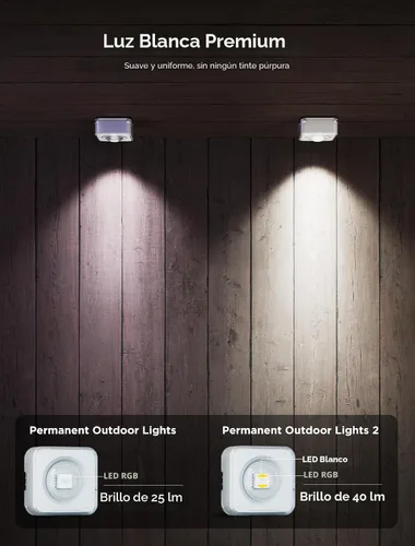 Vista 6 de Govee Luces exteriores permanentes 2, luces exteriores RGBIC de 100 pies con 72 luces LED, impermeables IP67, 100 modos de escena con 40lm de blanco