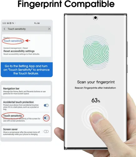 Vista 5 de amFilm Protector de pantalla 2+2 compatible con Samsung Galaxy S23 Ultra templado y protector de lente de cámara 5G de 6.8 pulgadas, compatible