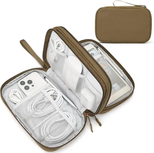Vista 86 de FYY Organizador para accesorios electrónicos, para viajes, para cables, celular y cargadores, estuche portátil, impermeable, doble capa, bolsa