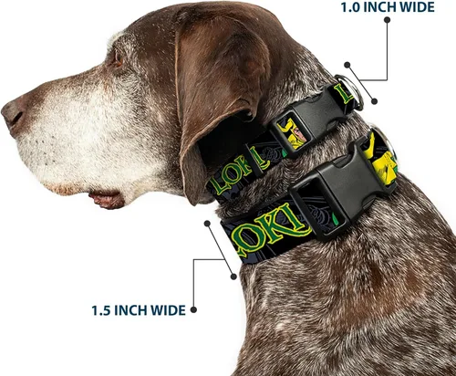 Vista 2 de Collar de perro Clip de plástico Loki en acción Negro Gris Amarillo Verde 9 a 15 pulgadas 1.0 pulgadas de ancho
