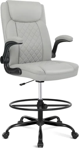 Vista 9 de Misolant Silla de dibujo, silla de oficina alta para escritorio de pie, sillas de computadora de cuero sintético con altura ajustable, función