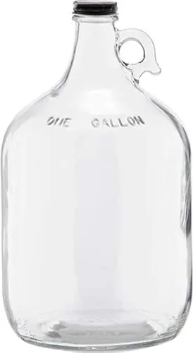Jarra de fermentación de vidrio de 1 galón (128oz) con asa, tapa y tapón de poliseal negro (Paquete de 1)