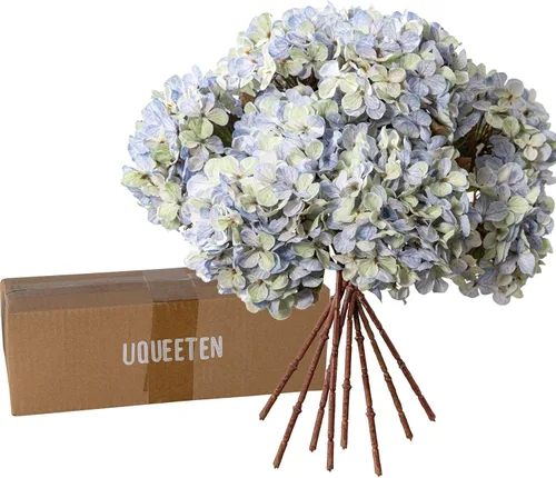 Vista 7 de Flores Artificiales Cabezas de Hortensias de Seda Falsa Ramo con Tallos al Por Mayor para Decoración de Otoño Centro de Mesa Navidad