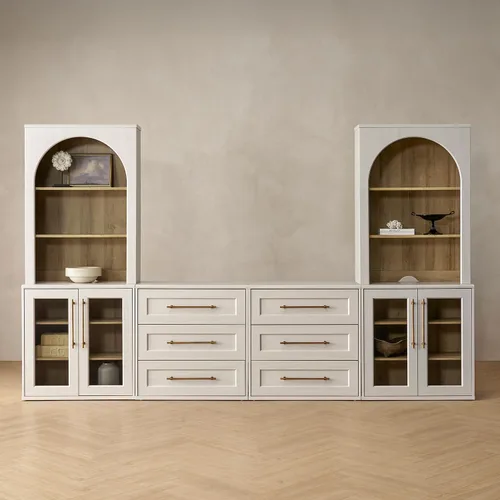 Vista 13 de mopio Blake Centro de entretenimiento de 4 piezas con almacenamiento, cómoda gabinete de almacenamiento modular de granja moderna soporte para TV