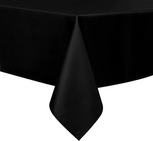 Vista 2 de Wewoch Black Rectangle Tablecloth Wrinkle Resistant Washable Fabric Table Cloth for Dining,Kitchen, Parties Weddings and Outdoor Use 60 Inch by 120