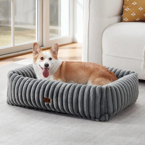 Vista 15 de Cama lavable para perros pequeños y medianos, cama rectangular ortopédica de forro polar de pana para mascotas con funda extraíble y parte inferior