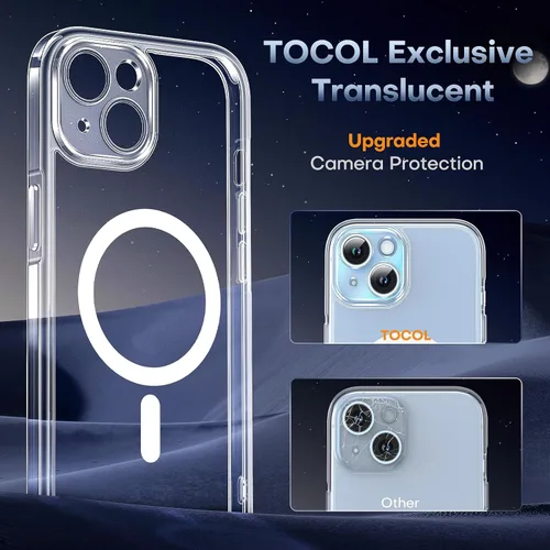 Vista 1033 de TOCOL Funda para iPhone 11, compatible con Magsafe, protección completa de cámara, imanes integrados, protección contra caídas, funda translúcida