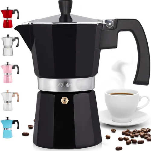 Vista 28 de Zulay Moka Pot - Cafetera de Espresso para Estufa, a prueba de fugas, acero inoxidable, fácil de limpiar, mango y perilla resistentes al calor