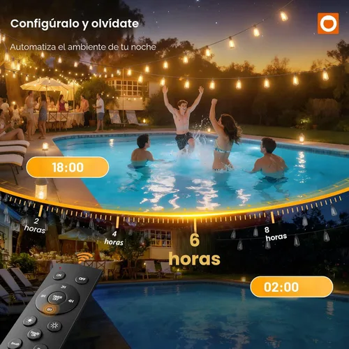 Vista 5 de addlon - Cadena de luces para exteriores de 150 pies (50 x 3) con control remoto LED Edison impermeable
