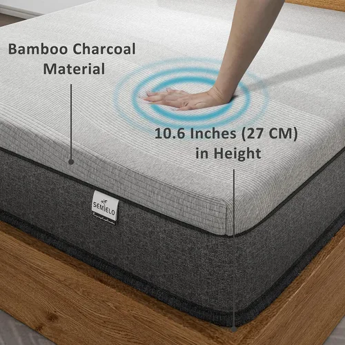 Vista 3 de Colchón Queen híbrido de espuma viscoelástica de 10 pulgadas, certificado CertiPUR-US, cama en una caja, alivio de presión, cubierta de carbón