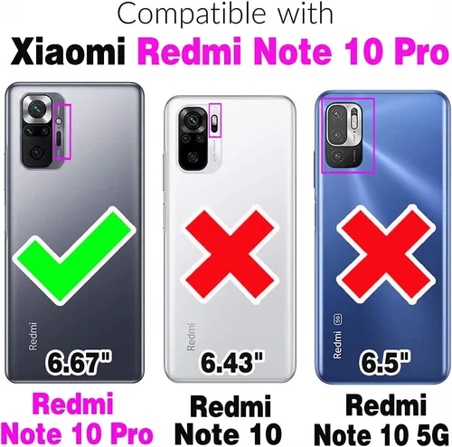 Vista 2 de Asuwish Compatible con Xiaomi Redmi Note 10 Pro Wallet Case y protector de pantalla de vidrio templado, soporte de cuero con tapa para tarjetero