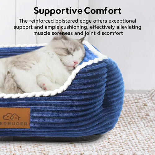 Vista 2 de Cama rectangular para perros y gatos, para mascotas, regalo para cachorros y gatitos, lavable a máquina, sofá mullido para interiores y exteriores