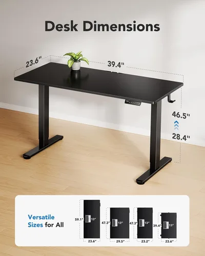 Vista 3 de HUANUO Escritorio Eléctrico de Pie, Superficie de Escritorio de Una Sola Pieza de 40" x 24", Escritorio de Computadora de Altura Ajustable, 4