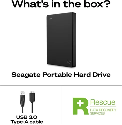 Vista 2 de Disco duro externo portátil Seagate de 1 TB - USB 3.0 para PC, Mac, PlayStation y Xbox - Servicio de rescate de 1 año (STGX1000400), color negro