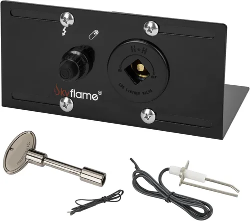 Vista 8 de Kit de quemador de hoguera de gas de acero inoxidable Skyflame extenso con encendido de chispa - Incluye encendedor de botón, llave de gas recta