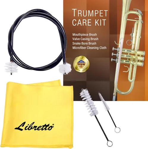 Vista 9 de Libretto Kit de cuidado todo en uno para trompeta (corneta) con instrucciones: aceite para válvula + grasa para deslizamiento + paño de limpieza +