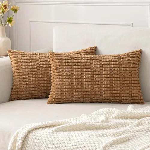 Vista 87 de MIULEE - Paquete de 2 fundas de cojín decorativas de corduroy, estilo euro, con diseño boho a rayas, suaves, decoración moderna del hogar