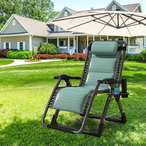 Vista 45 de DoCred Silla cómoda, silla plegable reclinable para dormitorio y sala de estar, sillas reclinables plegables para patio, silla de descanso con cojín