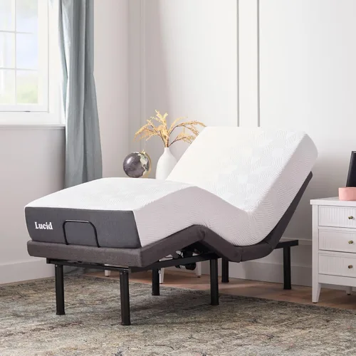 Vista 8 de LUCID Base de cama ajustable L300, Bluetooth, aplicación para teléfono, inclinación de cabeza y pies, masaje dual interactivo, control remoto