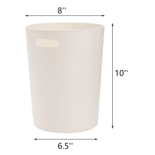 Vista 2 de Lyellfe Paquete de 6 cubos de basura pequeños, papelera redonda de plástico de 1.5 galones con asas, contenedor de basura blanco para espacio