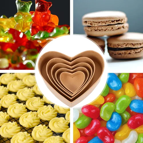 Vista 6 de Caja de papel maché de papel con forma de corazón, caja anidada decorativa de papel Kraft, contenedor de dulces con tapas para manualidades