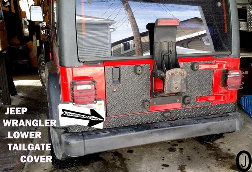 Vista 3 de Se adapta a Jeep Wrangler negro diamante placa inferior trasera cubierta cubierta para Yj o Tj