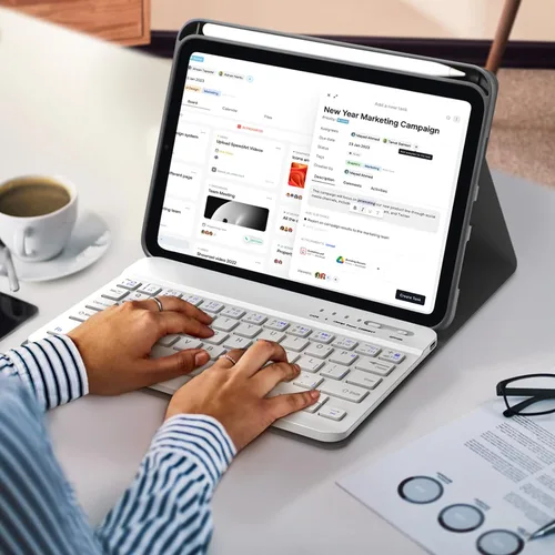 Vista 6 de BORIYUAN Funda con teclado para iPad mini, teclado Bluetooth inalámbrico desmontable delgado con folio inteligente para Apple iPad mini 5 2019/iPad