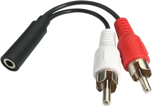 Cable de audio estéreo en Y de 6 pulgadas de 0.138 in hembra a 2 RCA macho, adaptador chapado en níquel compatible con TV, teléfonos inteligentes