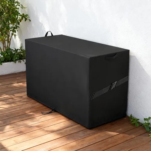 Vista 4 de Cubierta de caja de almacenamiento al aire libre, cubierta de resina impermeable para caja de almacenamiento, 13.38 pulgadas de largo x 46.75