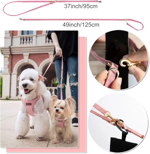 Vista 4 de Arnés para cachorros Puppytie XXS sin tirones con correa multifuncional para perro, suave ajustable, sin estrangulamiento, a prueba de escapes