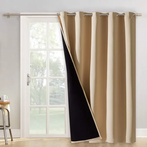 Vista 79 de NICETOWN Cortinas 100 % opacas con aislamiento térmico, panel de cortina deslizante de rendimiento que reduce el ruido con forro negro, bloqueo