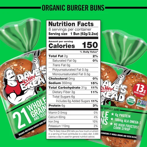 Vista 2 de Dave's Killer Bread 21 granos enteros y semillas Bun 8Count, 17.6 oz