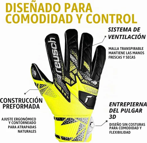 Vista 3 de Reusch Attrakt Infinity Finger Support Guantes de portero de fútbol junior Negro/Amarillo
