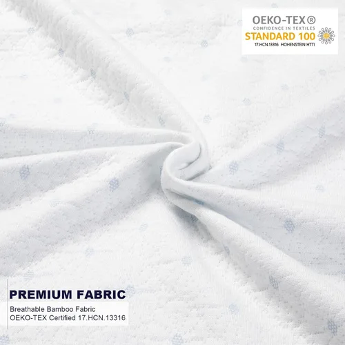 Vista 2 de Ferlizer Funda protectora de colchón Queen de 2 pulgadas, certificado Oeko-Tex, funda de bambú con cremallera para cubrecolchón con correas