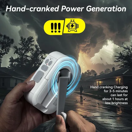 Vista 10 de Linterna de camping, linterna LED recargable de 6400mAh, con 4 modos de luz, luz de tienda de campaña de 1000 lm y lámpara de manivela