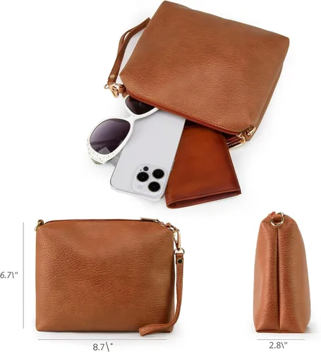 Vista 8 de Montana West Hobo Purse for Women, Vegan Leather Shoulder Bag with Wristlet clásico-negro
