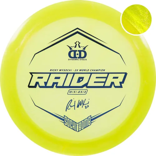 Vista 6 de Dynamic Discs Disco de golf Ricky Wysocki Sockibomb Glimmer Lucid Ice Raider de distancia para conductor de hielo [los colores variarán]