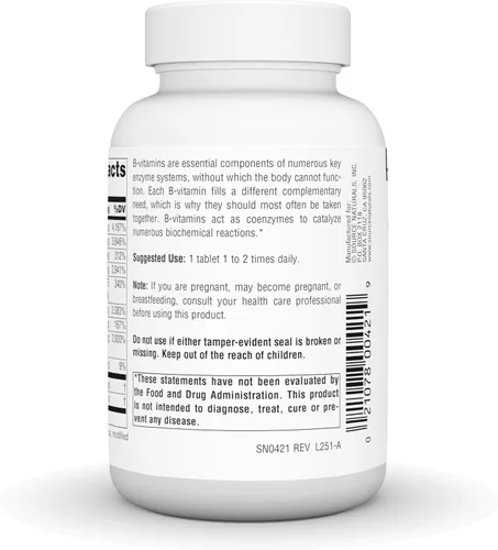 Vista 4 de Source Naturals B-50 Complejo 50 mg Vitaminas B para Apoyo a la Producción de Energía - 100 Tabletas