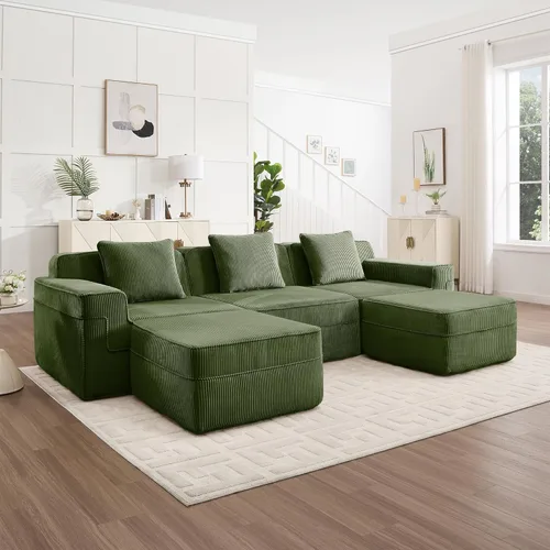 Vista 3 de Modular 3 Seat Boneless Sofa, Cloud Sectional Couch with Deep Seat, Modern Modular 3-Seat Sofa Couch with Throw Pillows, Sectional Sofa for Living