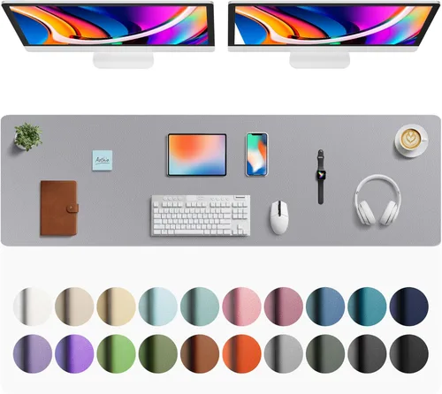 Vista 222 de Aothia Protector de Escritorio de Cuero, Alfombrilla para Ratón, Alfombrilla de Escritorio de Oficina, Secante de Escritorio de Cuero PU