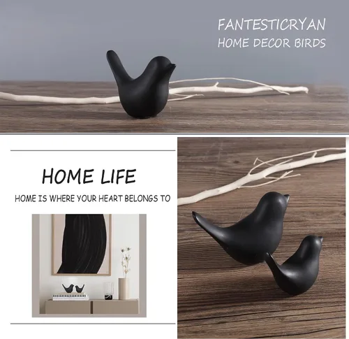 Vista 3 de FANTESTICRYAN Estatuas de animales pequeños, decoración del hogar, estilo moderno, adornos decorativos negros para sala de estar, dormitorio
